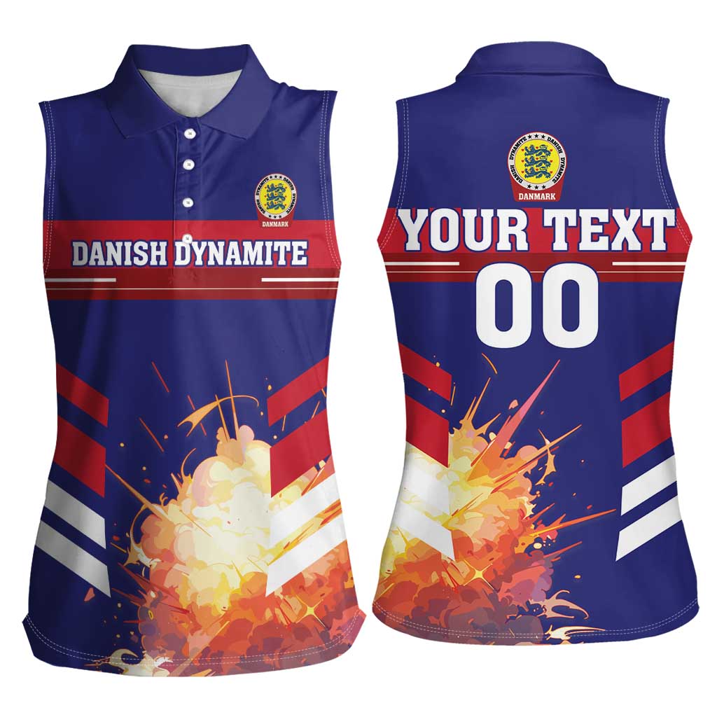Custom Denmark Football Women Sleeveless Polo Shirt Come On Danish Dynamite - Wonder Print Shop