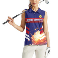 Custom Denmark Football Women Sleeveless Polo Shirt Come On Danish Dynamite - Wonder Print Shop