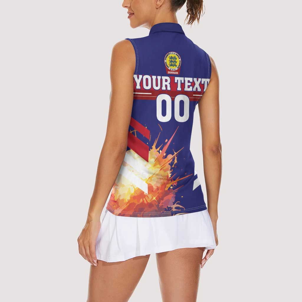 Custom Denmark Football Women Sleeveless Polo Shirt Come On Danish Dynamite - Wonder Print Shop