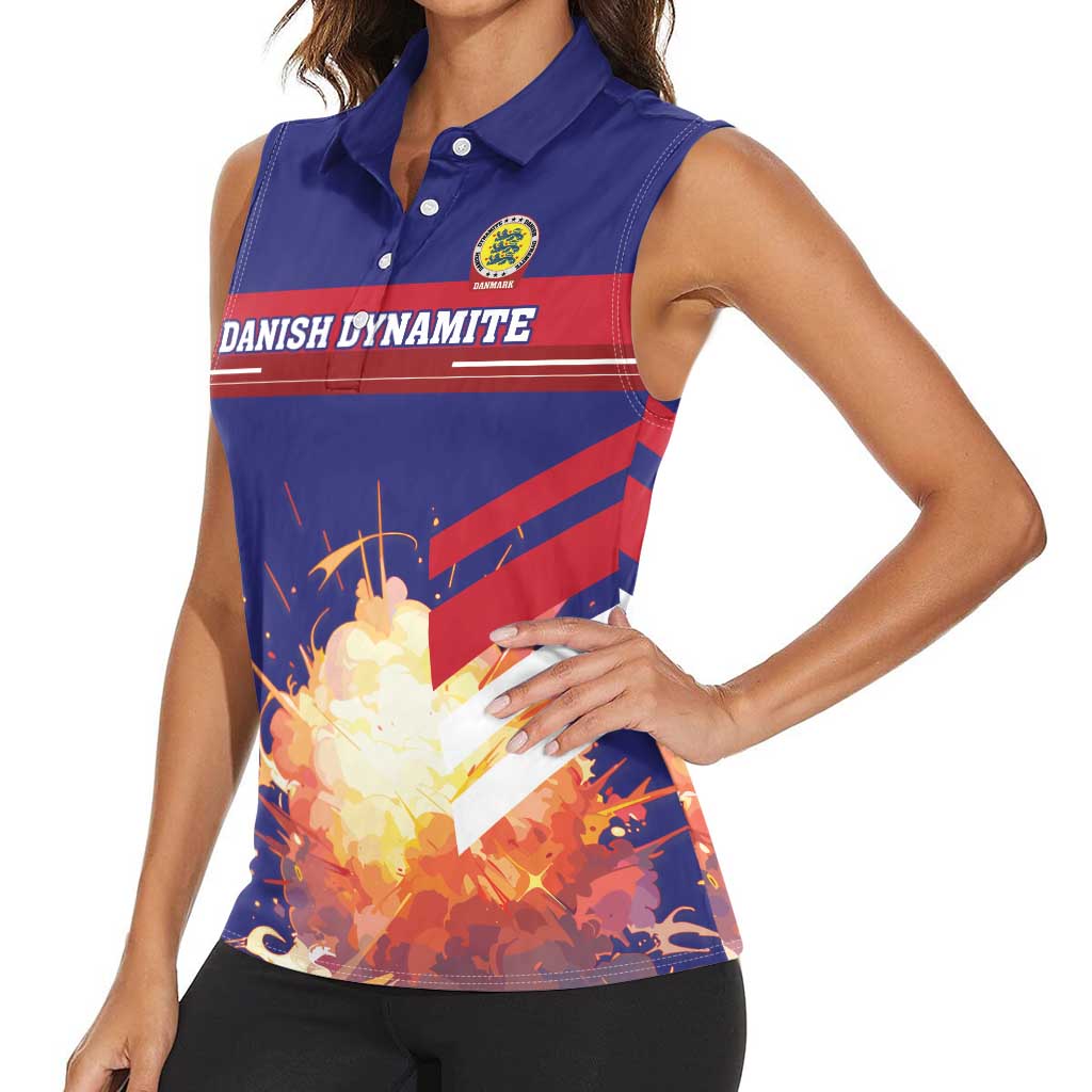 Custom Denmark Football Women Sleeveless Polo Shirt Come On Danish Dynamite - Wonder Print Shop