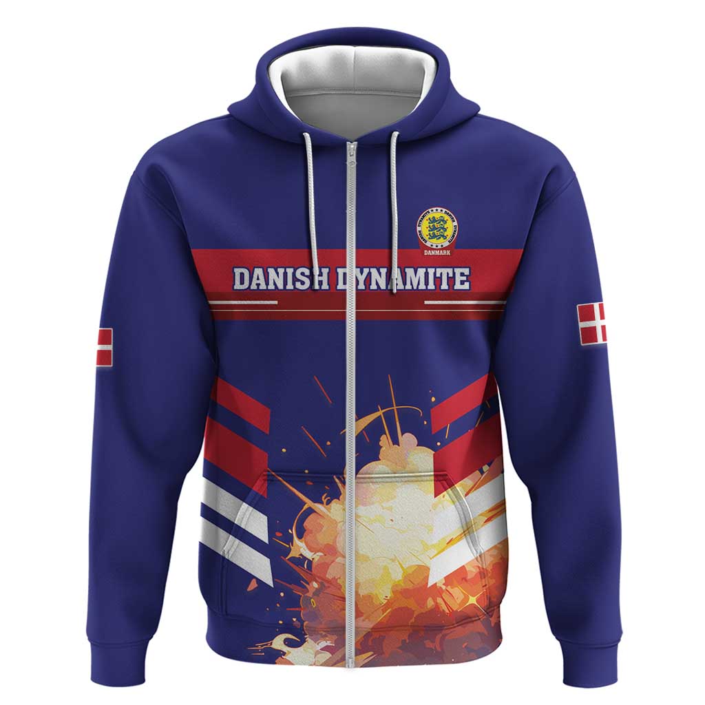 Custom Denmark Football Zip Hoodie Come On Danish Dynamite - Wonder Print Shop