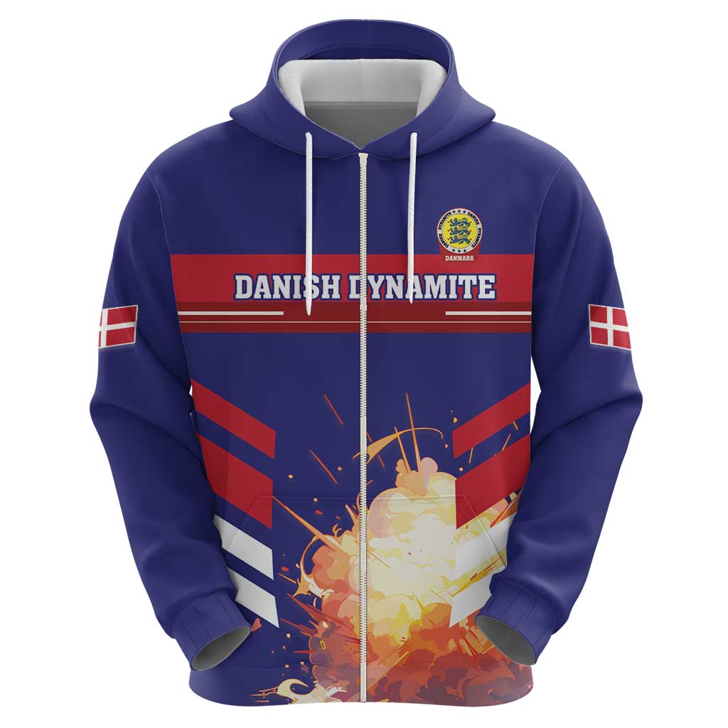 Custom Denmark Football Zip Hoodie Come On Danish Dynamite - Wonder Print Shop