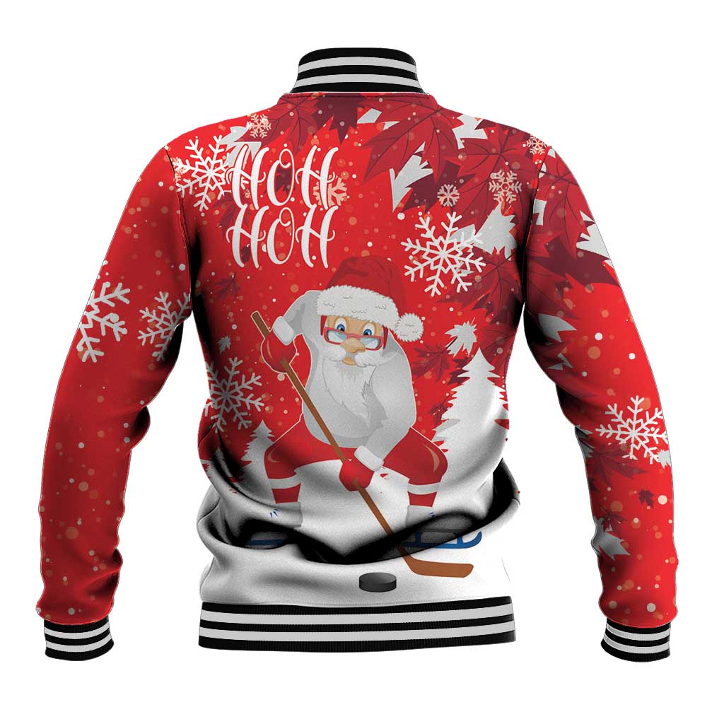 Canada Christmas Baseball Jacket Santa Play Hockey - Winter Forest - Wonder Print Shop