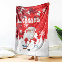Canada Christmas Blanket Santa Play Hockey - Winter Forest