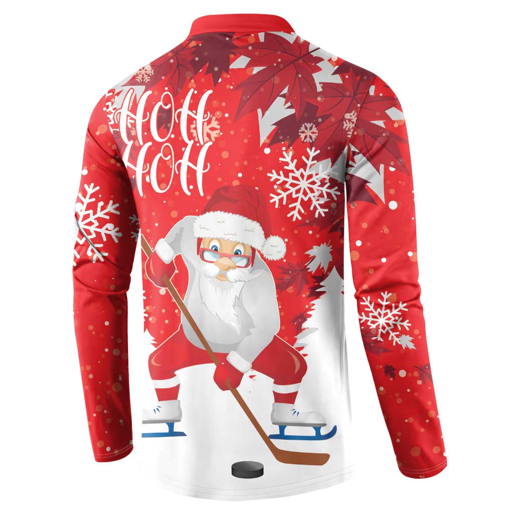 Canada Christmas Button Sweatshirt Santa Play Hockey - Winter Forest - Wonder Print Shop