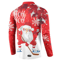 Canada Christmas Button Sweatshirt Santa Play Hockey - Winter Forest - Wonder Print Shop