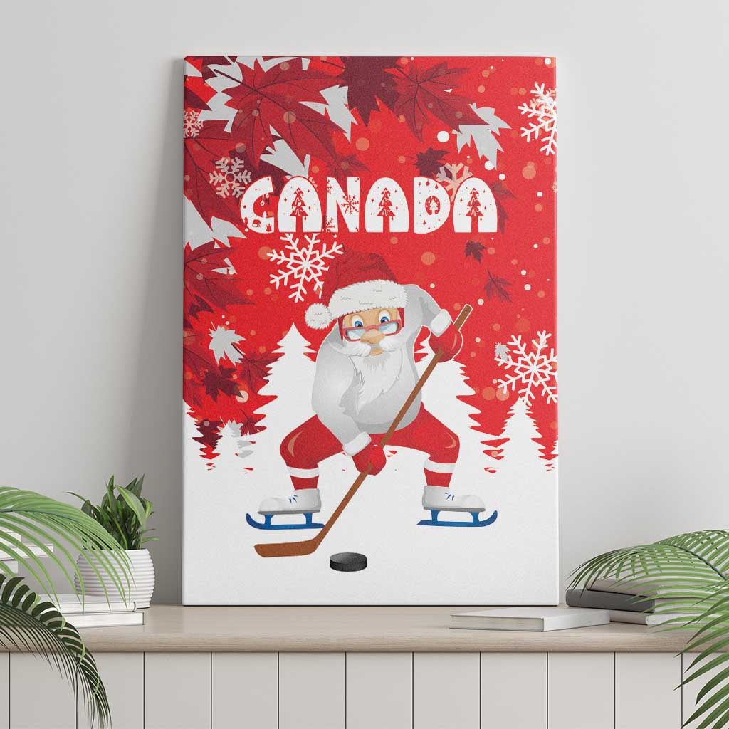 Canada Christmas Canvas Wall Art Santa Play Hockey - Winter Forest - Wonder Print Shop