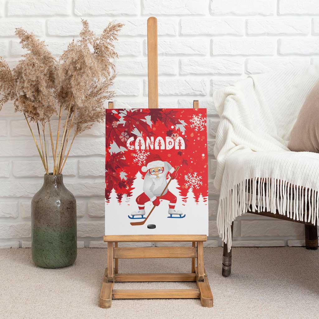 Canada Christmas Canvas Wall Art Santa Play Hockey - Winter Forest - Wonder Print Shop
