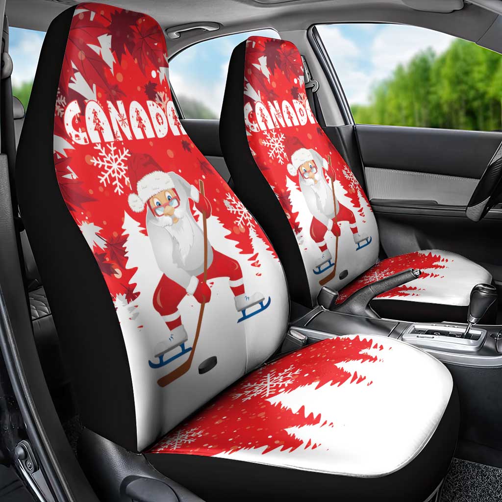 Canada Christmas Car Seat Cover Santa Play Hockey - Winter Forest - Wonder Print Shop