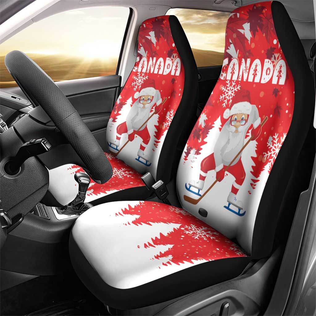 Canada Christmas Car Seat Cover Santa Play Hockey - Winter Forest - Wonder Print Shop