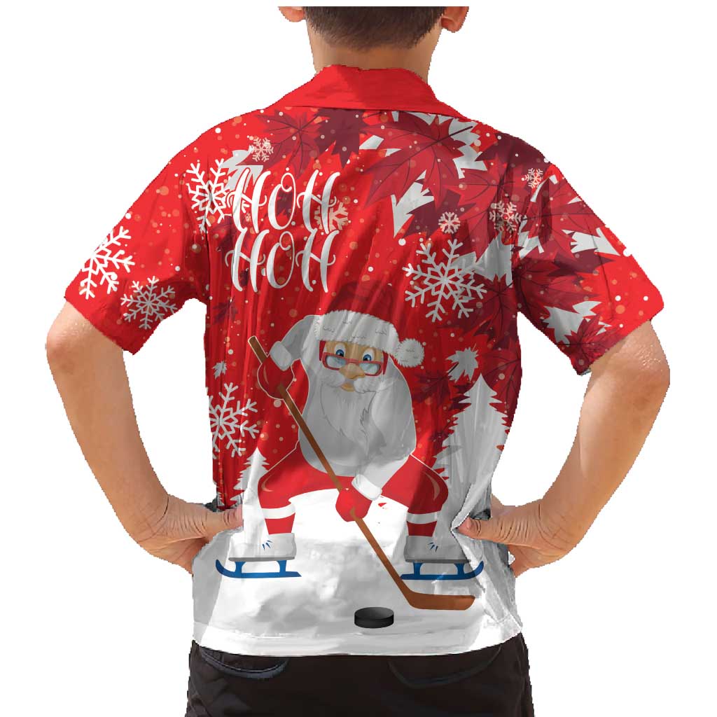 Canada Christmas Family Matching Mermaid Dress and Hawaiian Shirt Santa Play Hockey - Winter Forest - Wonder Print Shop