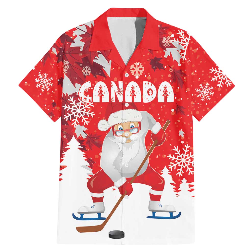 Canada Christmas Family Matching Mermaid Dress and Hawaiian Shirt Santa Play Hockey - Winter Forest - Wonder Print Shop