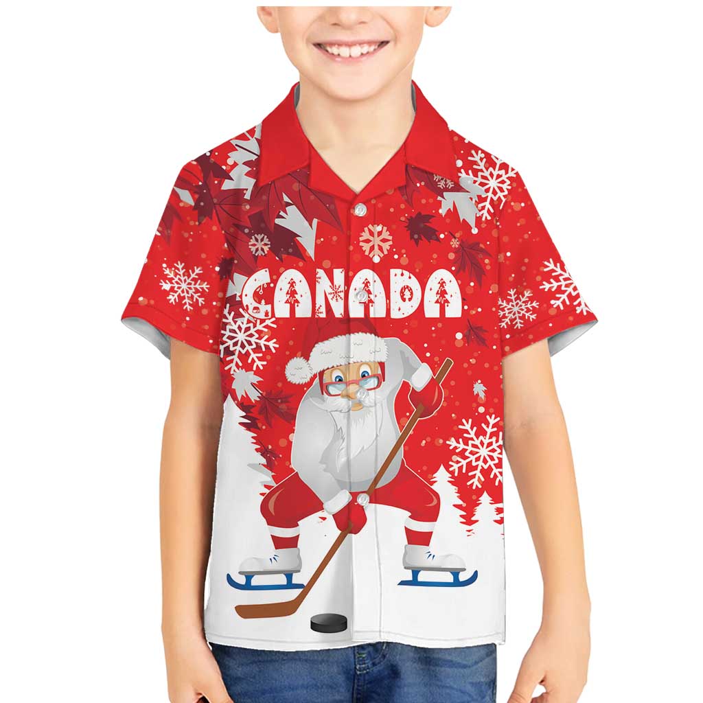 Canada Christmas Family Matching Mermaid Dress and Hawaiian Shirt Santa Play Hockey - Winter Forest - Wonder Print Shop