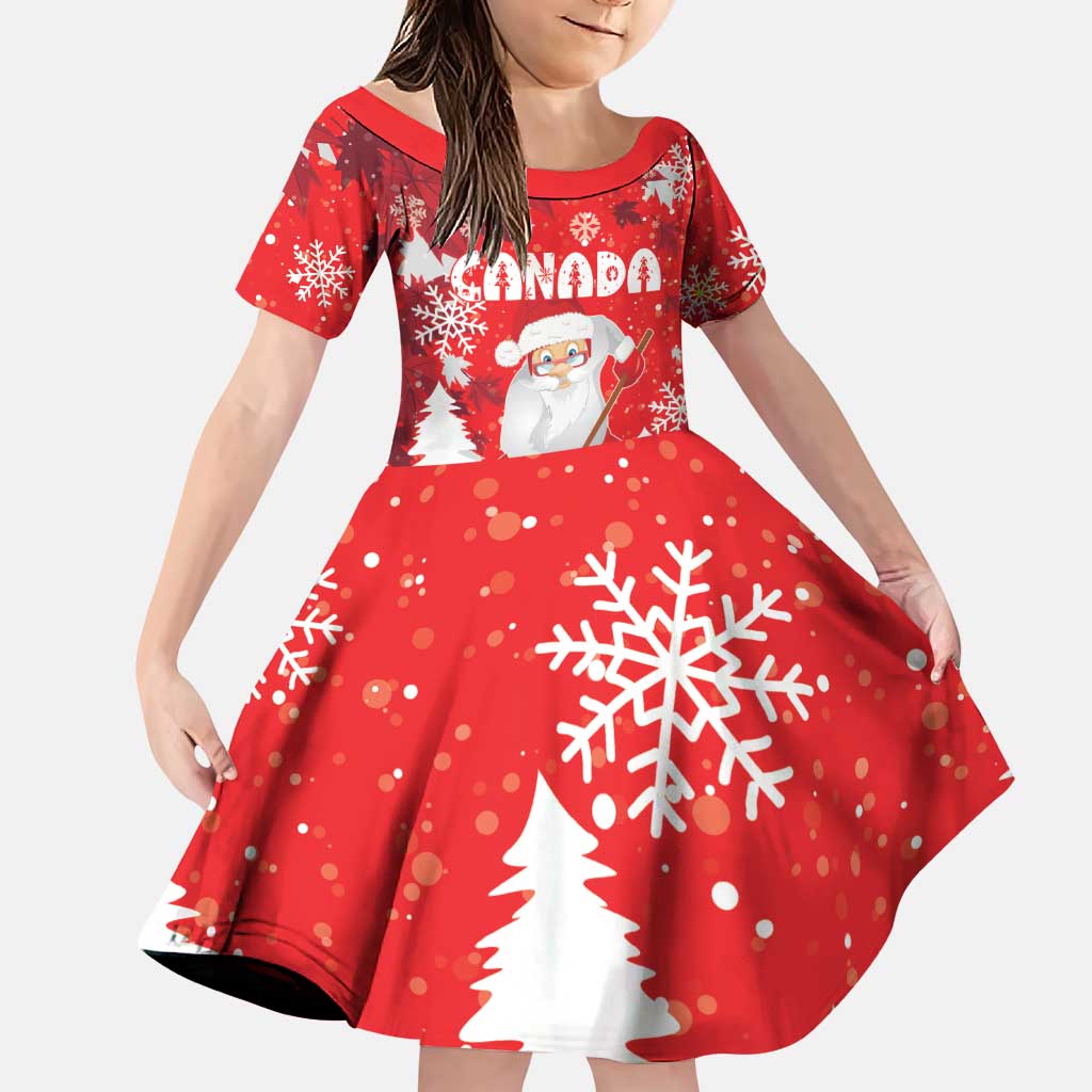 Canada Christmas Family Matching Puletasi and Hawaiian Shirt Santa Play Hockey - Winter Forest - Wonder Print Shop