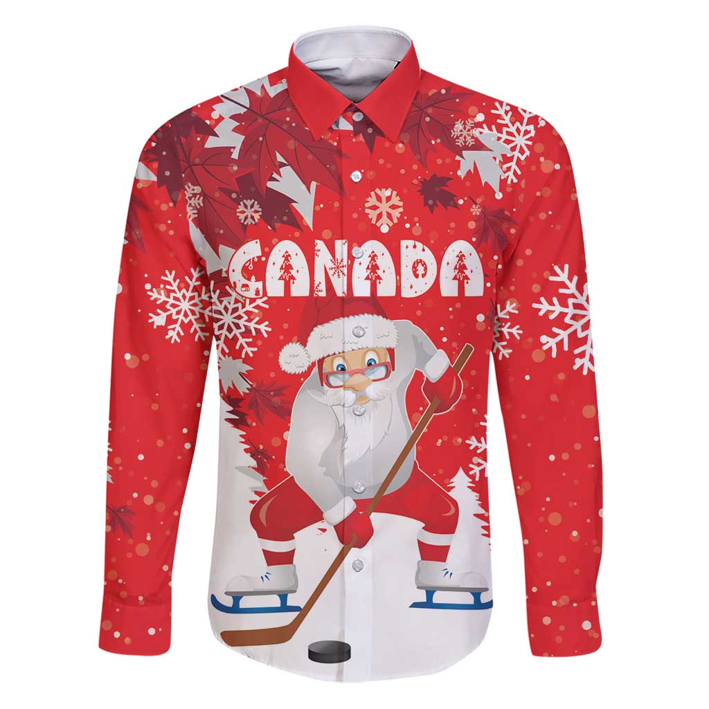 Canada Christmas Family Matching Puletasi and Hawaiian Shirt Santa Play Hockey - Winter Forest - Wonder Print Shop