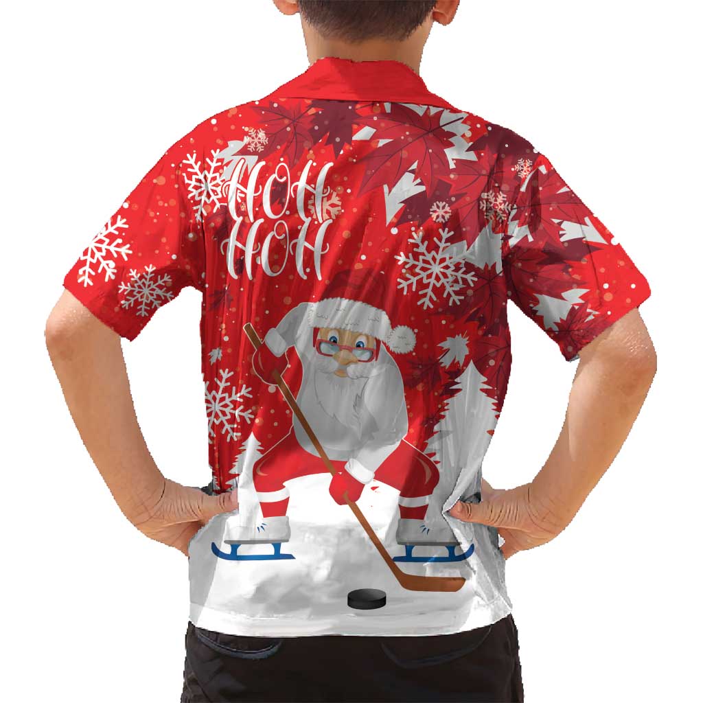 Canada Christmas Family Matching Summer Maxi Dress and Hawaiian Shirt Santa Play Hockey - Winter Forest - Wonder Print Shop