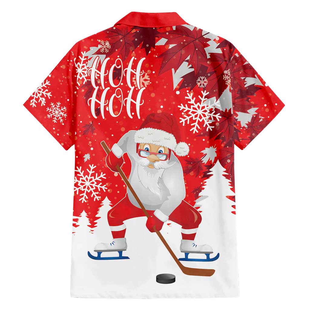 Canada Christmas Family Matching Summer Maxi Dress and Hawaiian Shirt Santa Play Hockey - Winter Forest - Wonder Print Shop