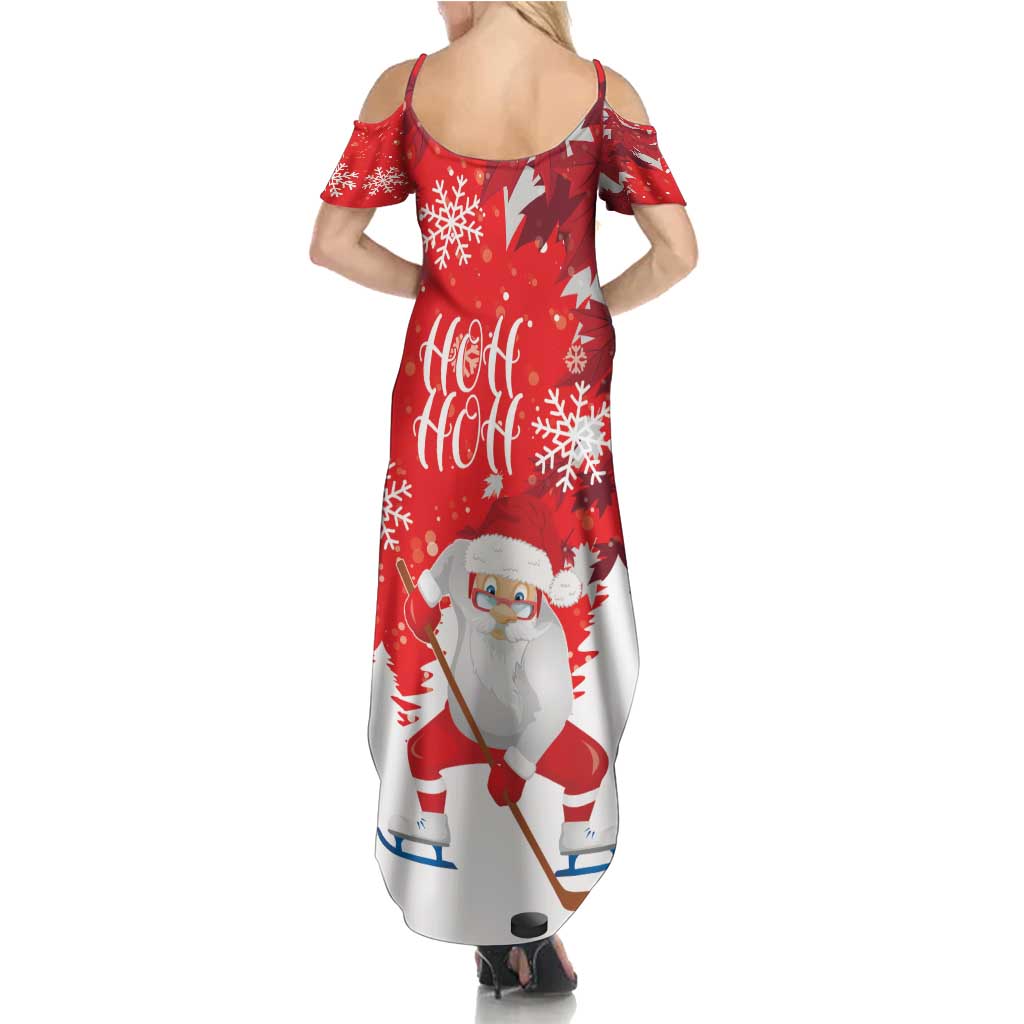 Canada Christmas Family Matching Summer Maxi Dress and Hawaiian Shirt Santa Play Hockey - Winter Forest - Wonder Print Shop