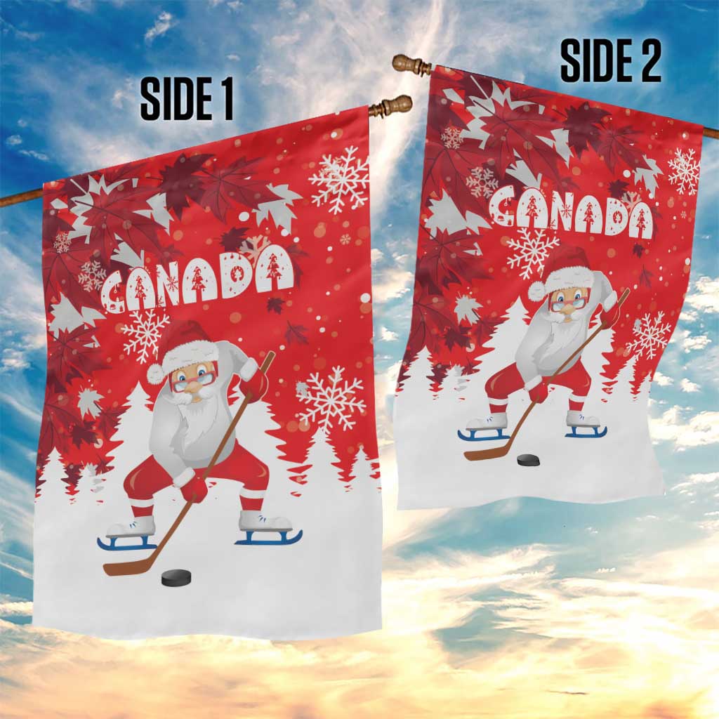 Canada Christmas Garden Flag Santa Play Hockey - Winter Forest - Wonder Print Shop