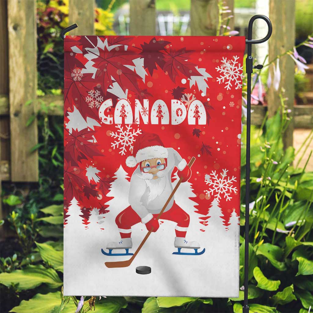 Canada Christmas Garden Flag Santa Play Hockey - Winter Forest - Wonder Print Shop