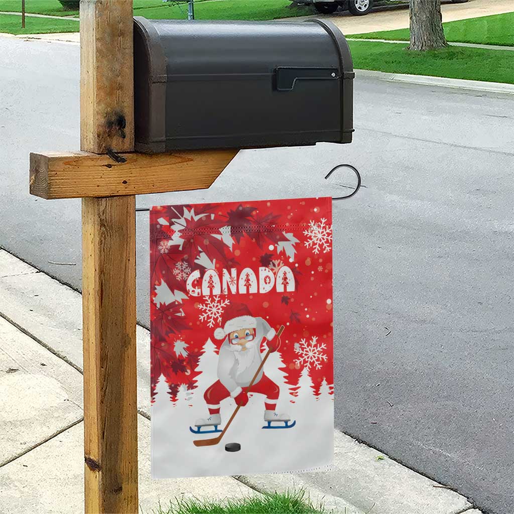 Canada Christmas Garden Flag Santa Play Hockey - Winter Forest - Wonder Print Shop