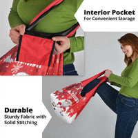 Canada Christmas Grocery Bag Santa Play Hockey - Winter Forest