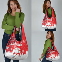 Canada Christmas Grocery Bag Santa Play Hockey - Winter Forest