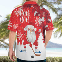 Canada Christmas Hawaiian Shirt Santa Play Hockey - Winter Forest - Wonder Print Shop
