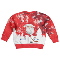 Canada Christmas Kid Ugly Christmas Sweater Santa Play Hockey - Winter Forest - Wonder Print Shop