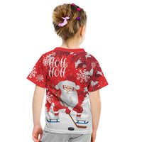 Canada Christmas Kid T Shirt Santa Play Hockey - Winter Forest - Wonder Print Shop