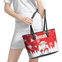 Canada Christmas Leather Tote Bag Santa Play Hockey - Winter Forest - Wonder Print Shop