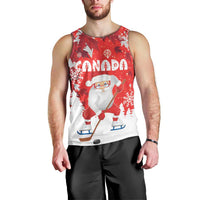 Canada Christmas Men Tank Top Santa Play Hockey - Winter Forest - Wonder Print Shop