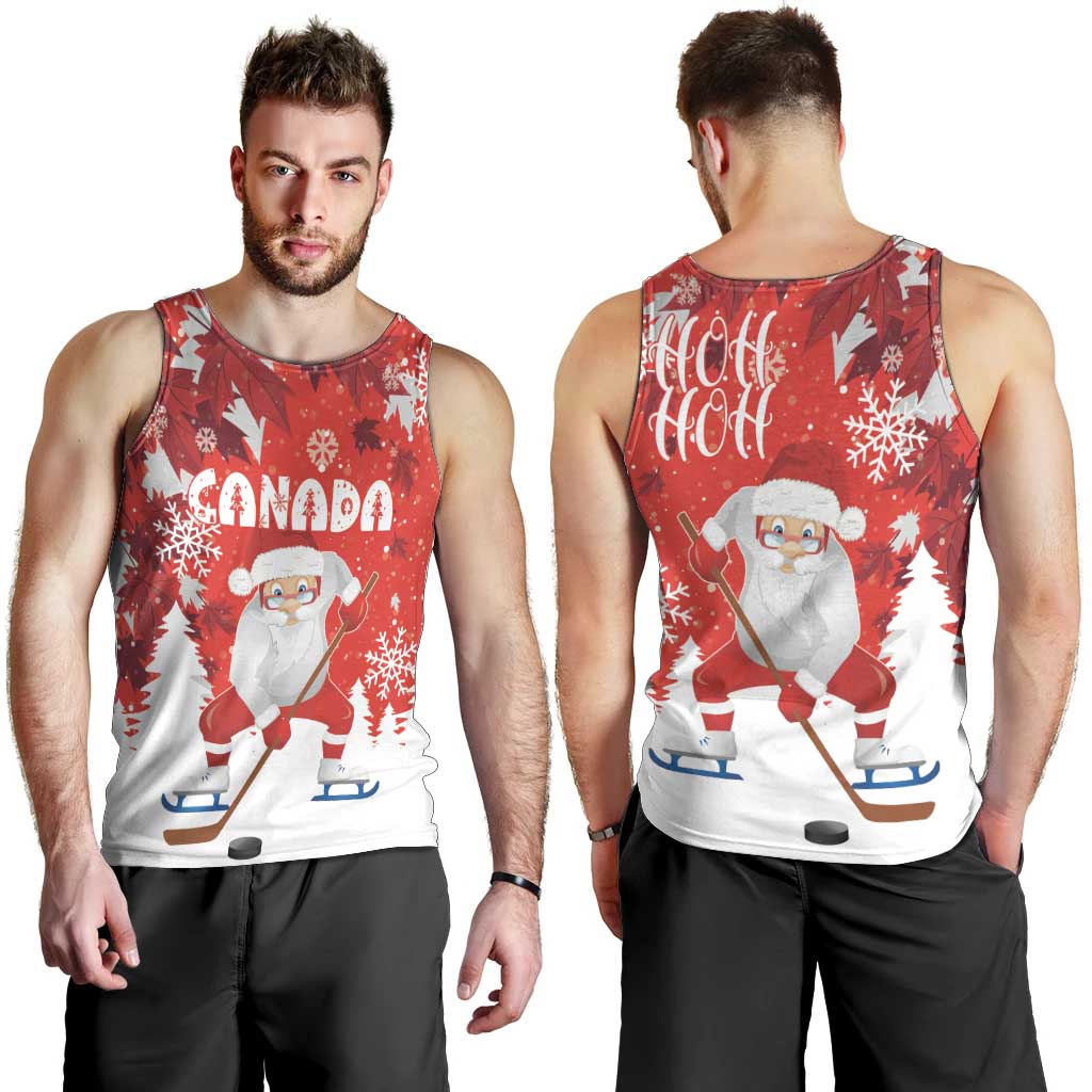 Canada Christmas Men Tank Top Santa Play Hockey - Winter Forest - Wonder Print Shop