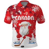 Canada Christmas Polo Shirt Santa Play Hockey - Winter Forest - Wonder Print Shop