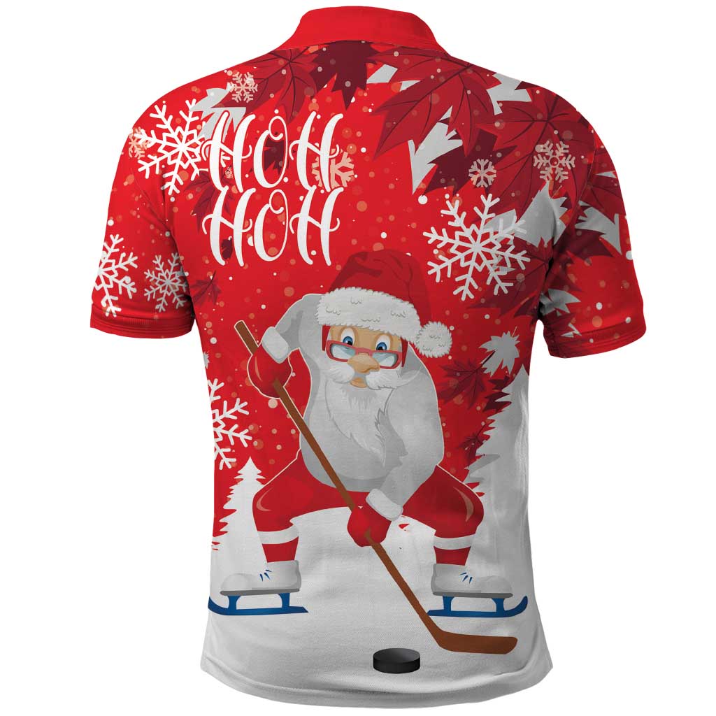Canada Christmas Polo Shirt Santa Play Hockey - Winter Forest - Wonder Print Shop