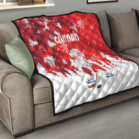 Canada Christmas Quilt Santa Play Hockey - Winter Forest - Wonder Print Shop