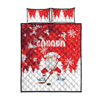 Canada Christmas Quilt Bed Set Santa Play Hockey - Winter Forest - Wonder Print Shop