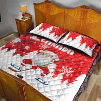 Canada Christmas Quilt Bed Set Santa Play Hockey - Winter Forest - Wonder Print Shop
