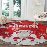 Canada Christmas Round Carpet Santa Play Hockey - Winter Forest