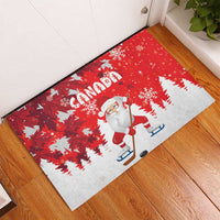 Canada Christmas Rubber Doormat Santa Play Hockey - Winter Forest - Wonder Print Shop