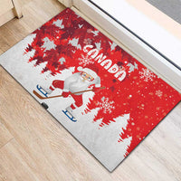 Canada Christmas Rubber Doormat Santa Play Hockey - Winter Forest - Wonder Print Shop