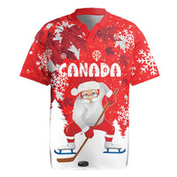 Canada Christmas Rugby Jersey Santa Play Hockey - Winter Forest - Wonder Print Shop