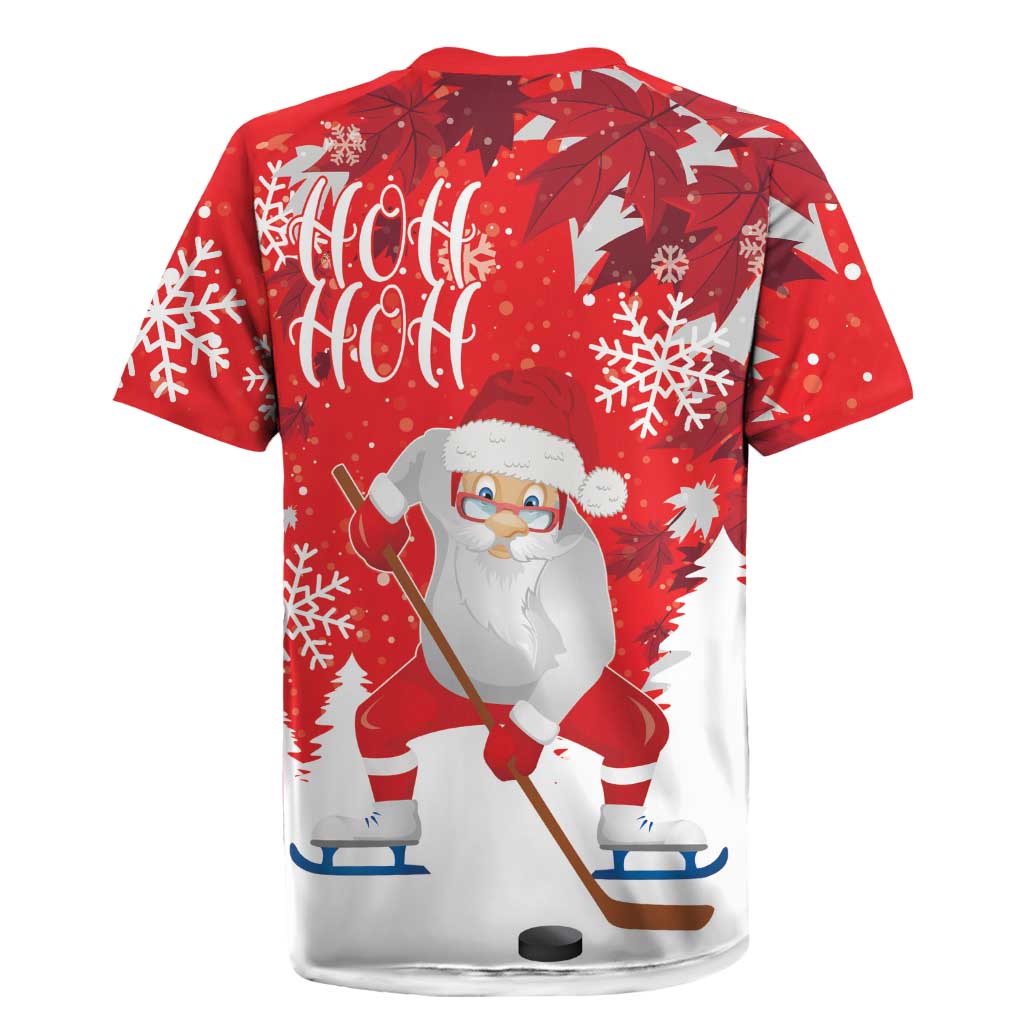 Canada Christmas Rugby Jersey Santa Play Hockey - Winter Forest - Wonder Print Shop