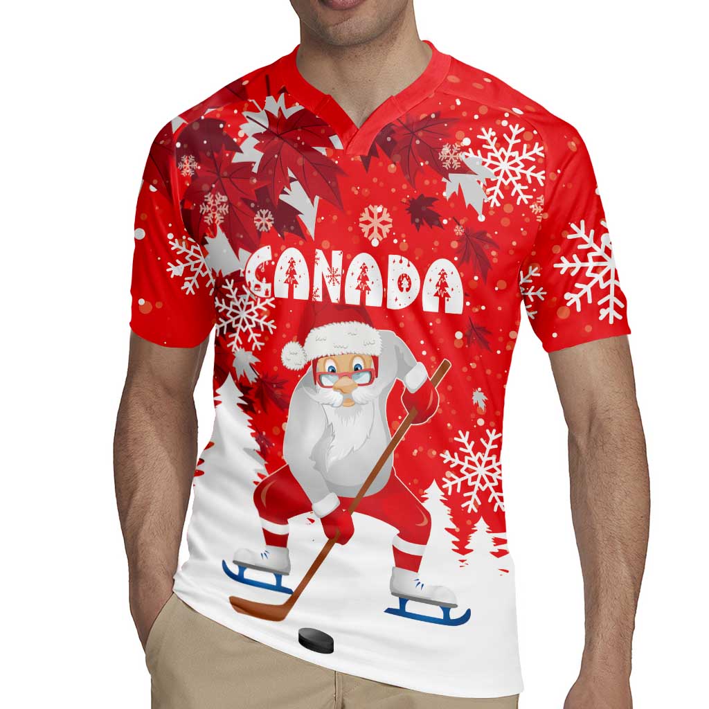 Canada Christmas Rugby Jersey Santa Play Hockey - Winter Forest - Wonder Print Shop