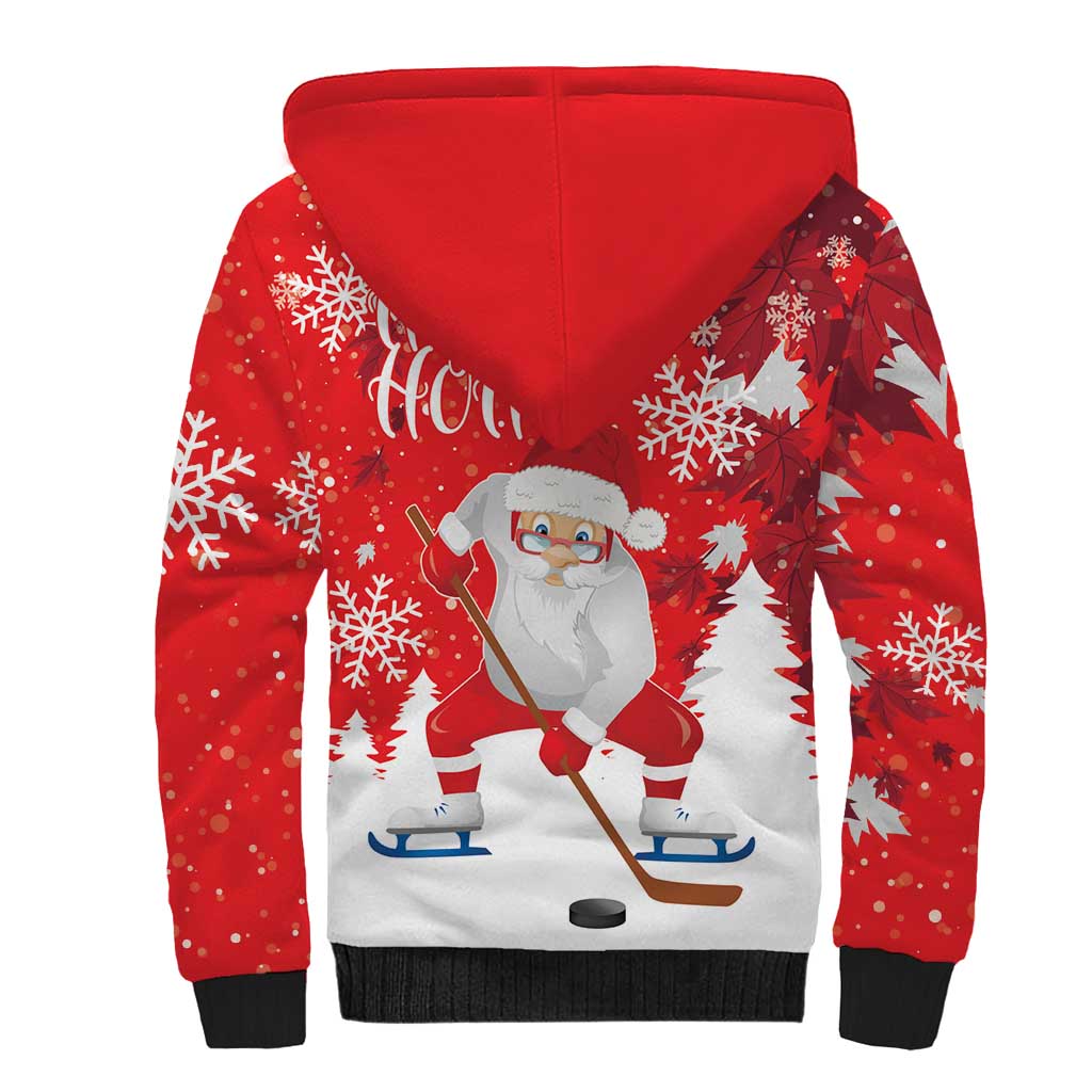 Canada Christmas Sherpa Hoodie Santa Play Hockey - Winter Forest - Wonder Print Shop