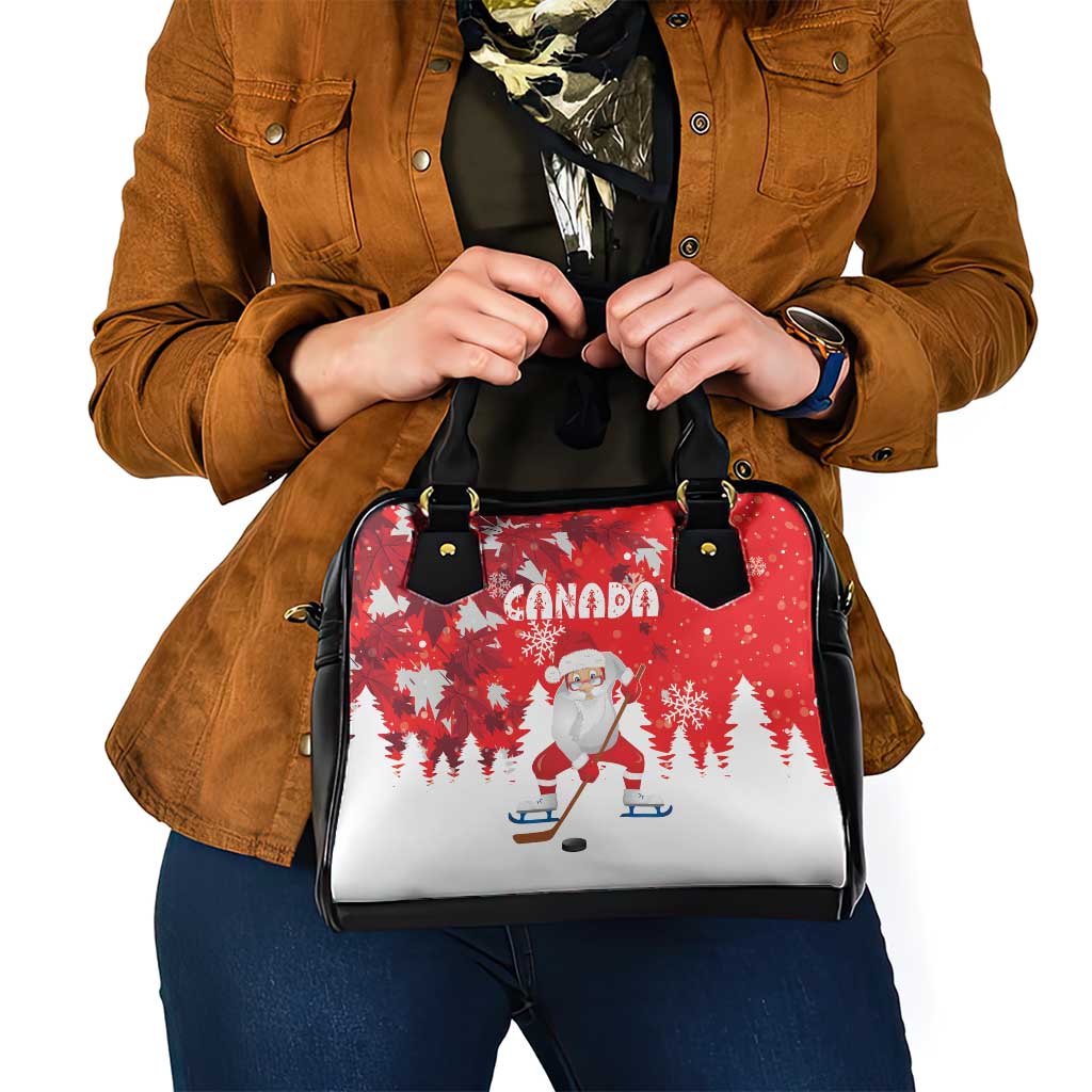 Canada Christmas Shoulder Handbag Santa Play Hockey - Winter Forest