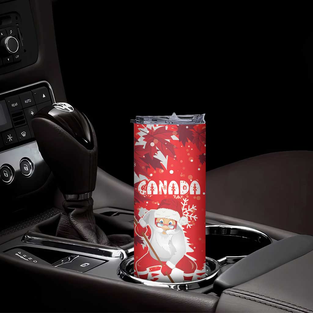 Canada Christmas Skinny Tumbler Santa Play Hockey - Winter Forest - Wonder Print Shop