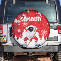 Canada Christmas Spare Tire Cover Santa Play Hockey - Winter Forest - Wonder Print Shop