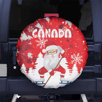Canada Christmas Spare Tire Cover Santa Play Hockey - Winter Forest - Wonder Print Shop