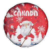 Canada Christmas Spare Tire Cover Santa Play Hockey - Winter Forest - Wonder Print Shop